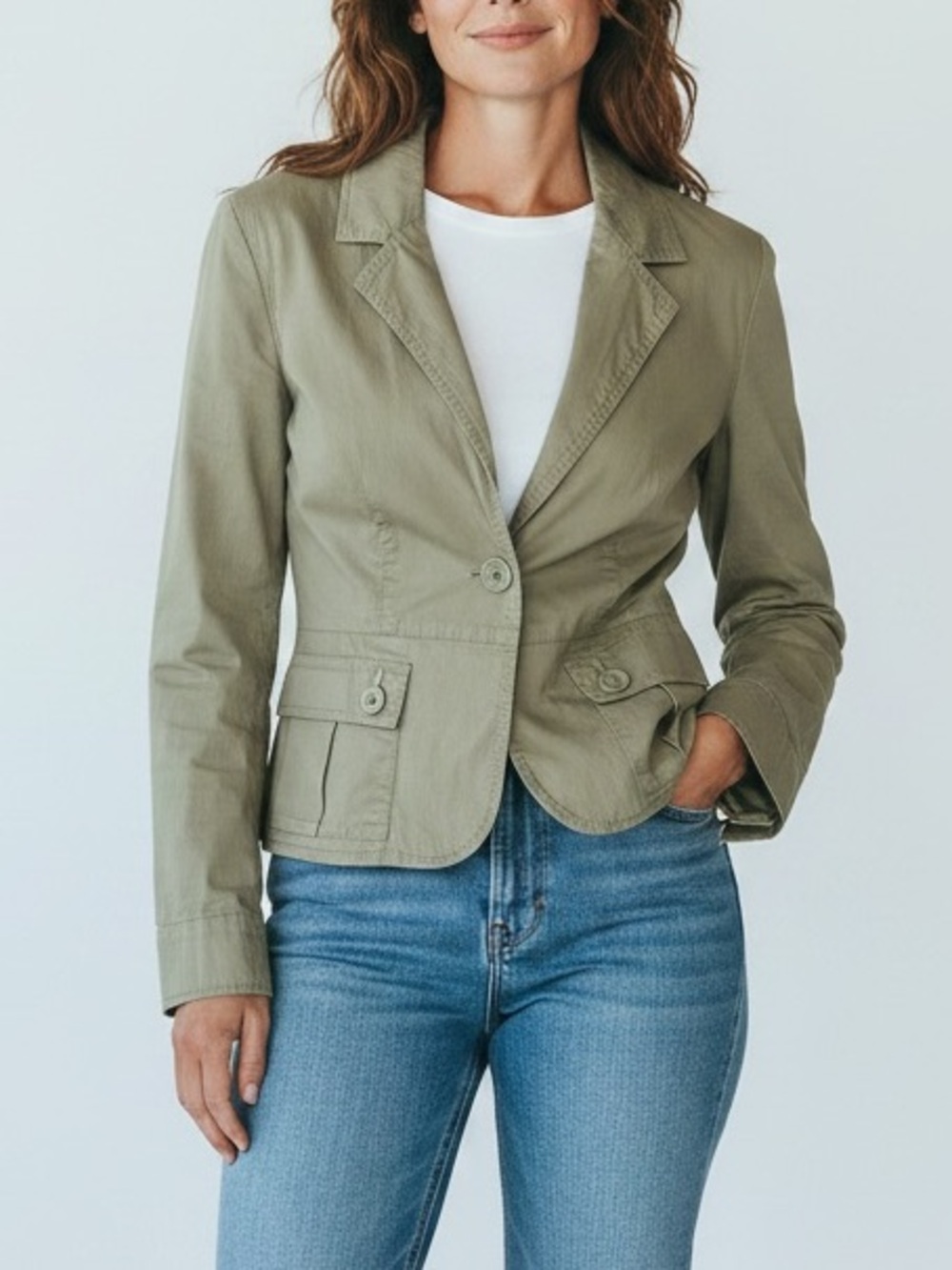 Plugg Light Olive Green Women's Tailored Blazer Jacket